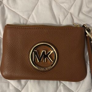 Michael Kors Brown Leather Wristlet